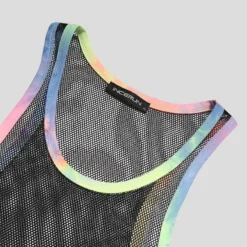 Shades Of Rainbow Sheer Tank Top -BoldSkin Store H16edf95fbefc41eab82b15b20326852bp