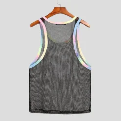 Shades Of Rainbow Sheer Tank Top -BoldSkin Store H7458ab4b1e1742a0985d5fde5a6c978da