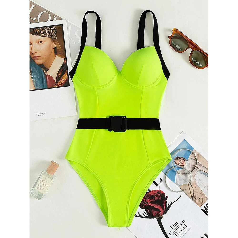 Neon Belted One Piece Swimsuit 5 Neon Belted One Piece Swimsuit - Image 5