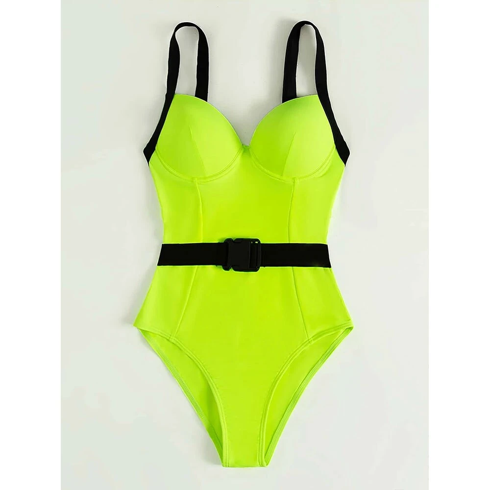 Neon Belted One Piece Swimsuit 3 Neon Belted One Piece Swimsuit - Image 3