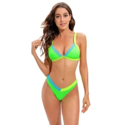 Contrast Triangle Bikini Set