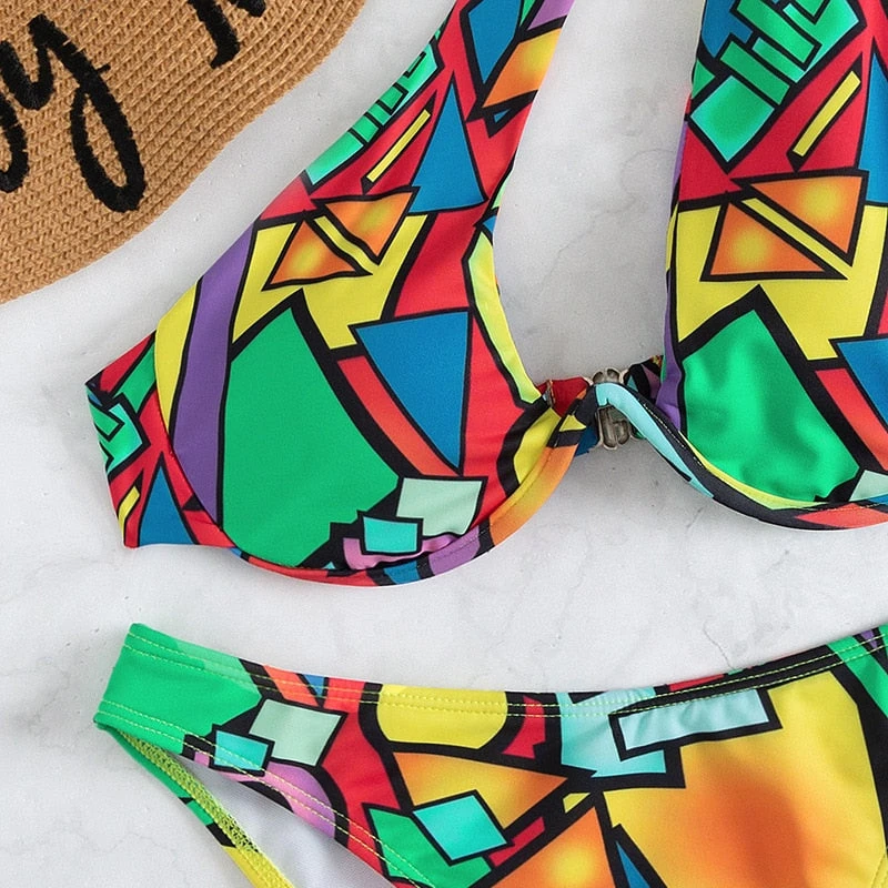 Abstract One Shoulder High Cut Bikini Set 2 Abstract One Shoulder High Cut Bikini Set - Image 2