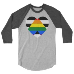 LGBTQ Ally 3/4 Sleeve Raglan Shirt 5 LGBTQ Ally 3/4 Sleeve Raglan Shirt -BoldSkin Store unisex 34 sleeve raglan shirt heather grey heather charcoal front 627b186537b19