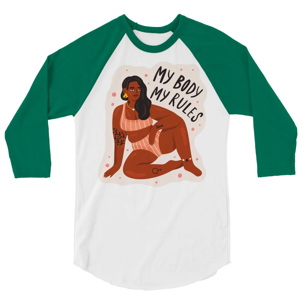 My Body My Rules 3/4 Sleeve Raglan Shirt 3 My Body My Rules 3/4 Sleeve Raglan Shirt - Image 3