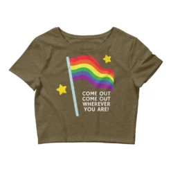 Come Out Come Out Crop Top 3 Come Out Come Out Crop Top -BoldSkin Store womens crop tee heather olive front 626f63c5696f6