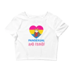 Pansexual And Proud Crop Top -BoldSkin Store womens crop tee white front 62708c094d8ad